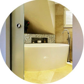 Let Us Inspire You: Make your en-suite or bathroom seem bigger and brighter with a glass pocket door