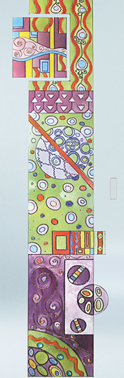 Syntesis® Flush Glass Pocket Door System Handpainted GARDEN