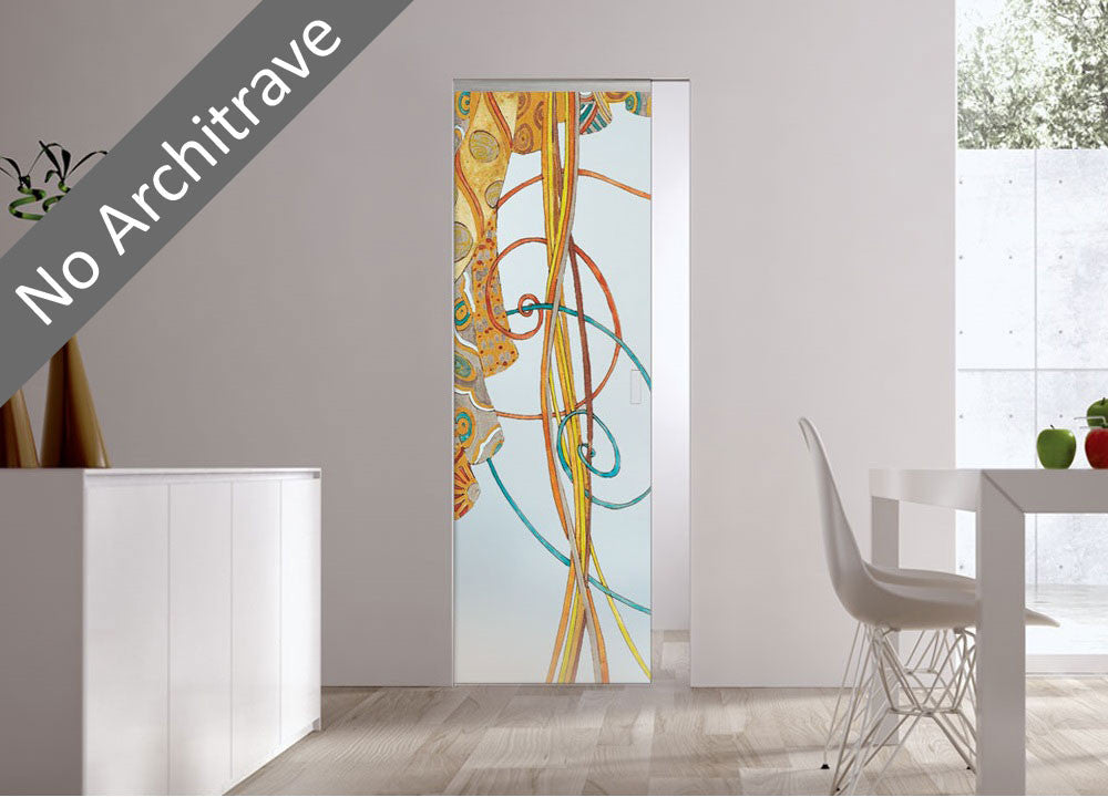 Syntesis® Flush Glass Pocket Door System Handpainted FANTASIE