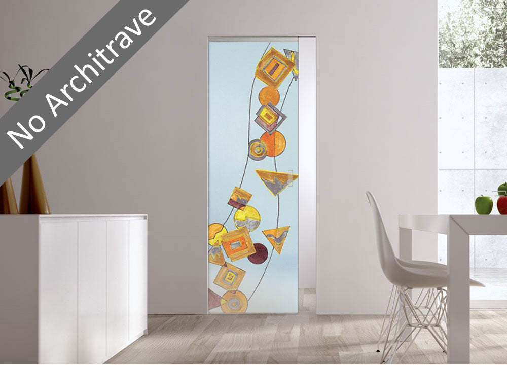 Syntesis® Flush Glass Pocket Door System Handpainted GEOMETRIE