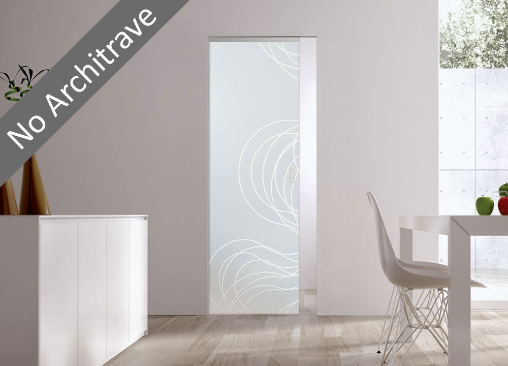 Syntesis® Flush Glass Pocket Door System Patterned FIBRE