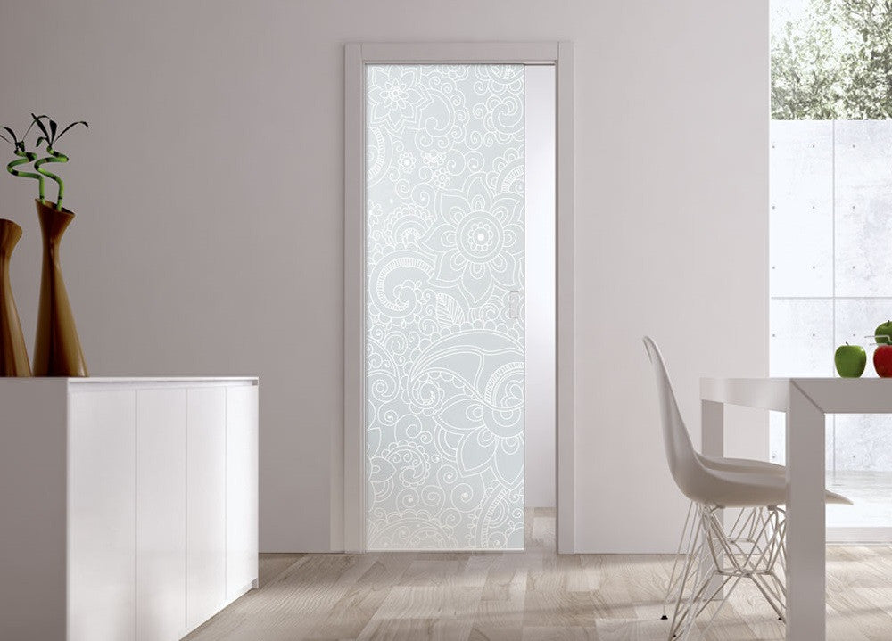 Classic Glass Pocket Door System Patterned BOMBAY