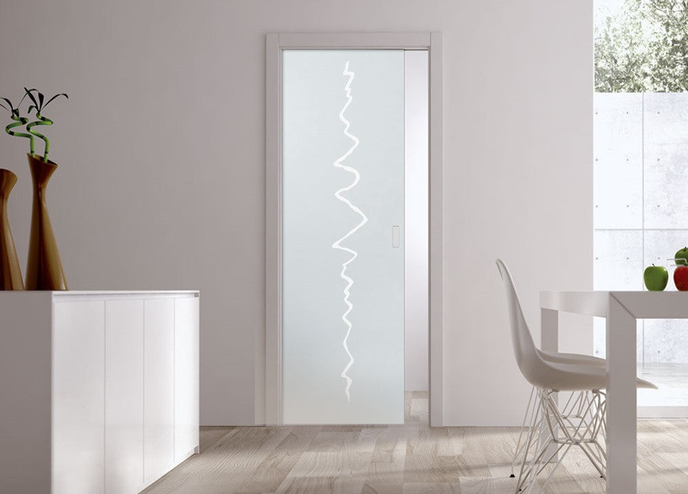 Classic Glass Pocket Door System Patterned CRASH