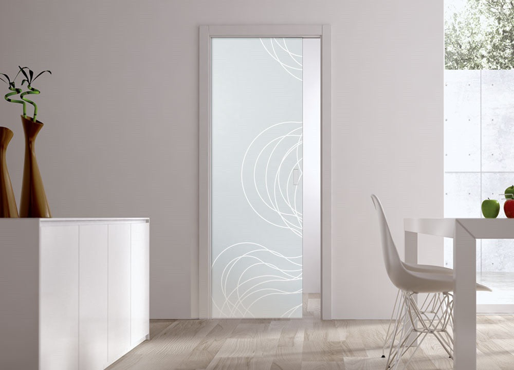 Classic Glass Pocket Door System Patterned FIBRE