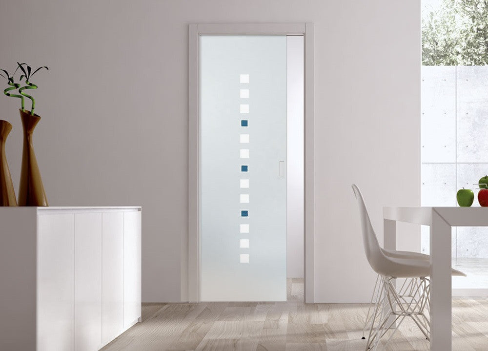 Classic Glass Pocket Door System Patterned QUADRELLO