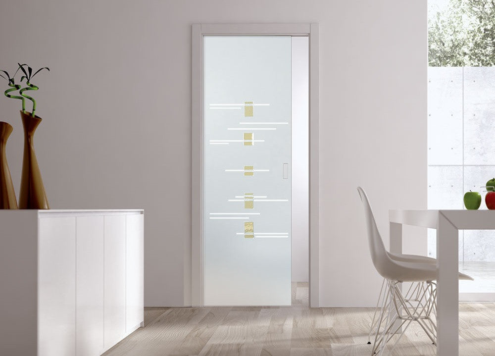 Classic Glass Pocket Door System Patterned TRAMONTO