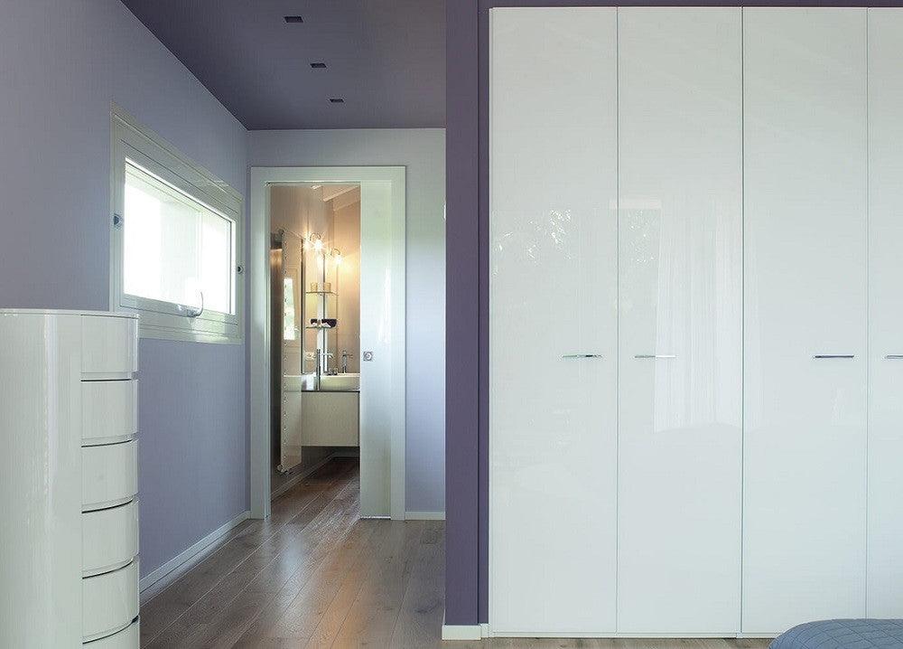 An ECLISSE  pocket door system is a great way to separate an en-suite off from a bedroom. 