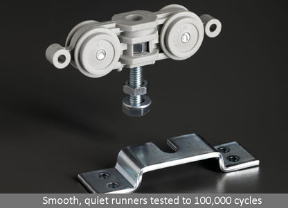 Smooth and quiet Eclisse runners are tested to 100,000 open and close cycles!